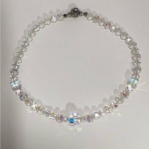 Crystal AB necklace,various shapes,sizes&textures w/magnetic close w/rhinestone